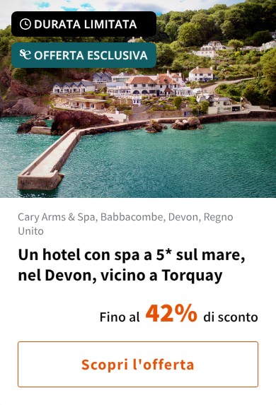 Un hotel con spa a 5* sul mare, nel Devon, vicino a Torquay