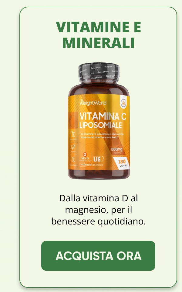 Vitamine e minerali WeightWorld vitamina c liposomiale 1000mg 180 capsule Dalla vitamina D al magnesio, per il benessere quotidiano. Acquista ora