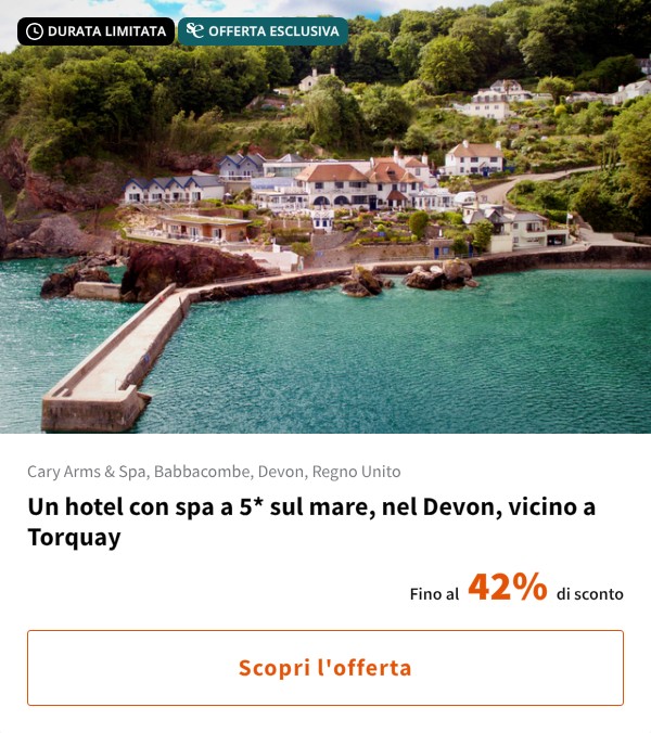 Un hotel con spa a 5* sul mare, nel Devon, vicino a Torquay