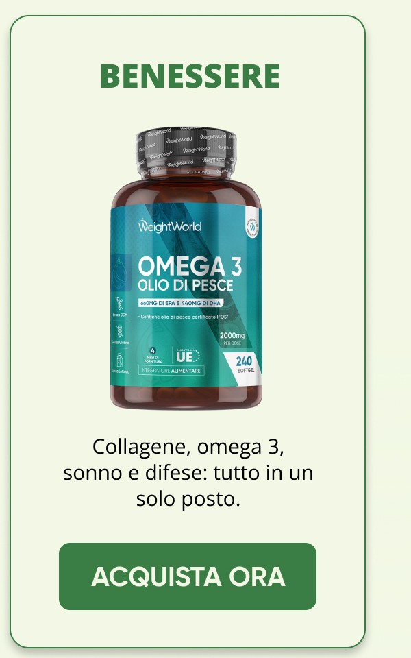 Benessere WeightWorld omega 3 olio di pesce Collagene, omega 3, sonno e difese: tutto in un solo posto. Acquista ora