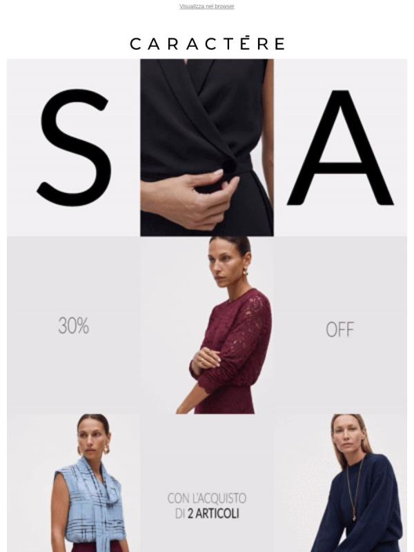 Mid Season: −30% sulla nuova collezione CARACTÈRE