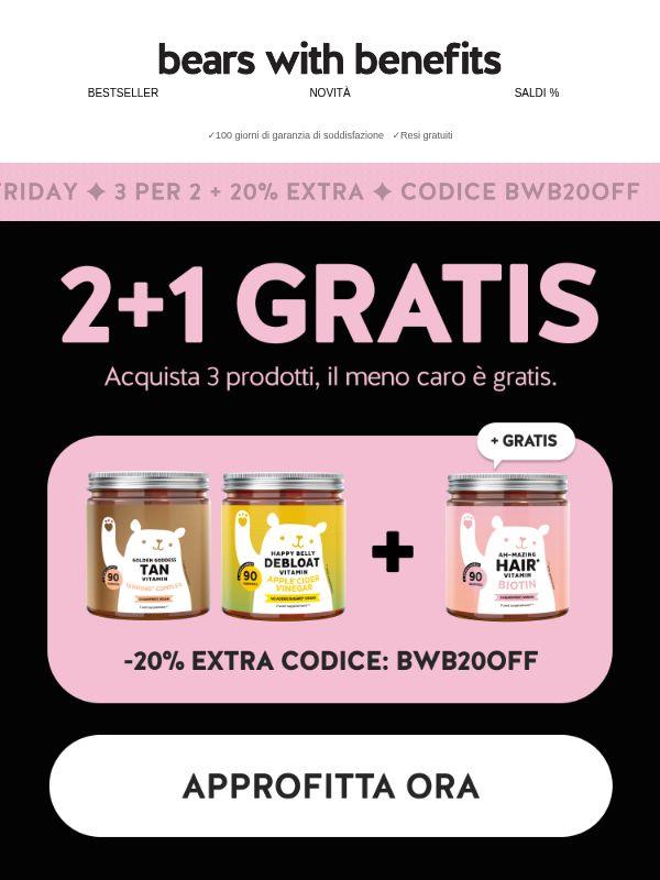 Sta per finire: 3x2 + 20% extra 🖤