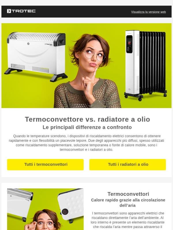 ⚡ Confronto tra termoconvettore e radiatore a olio