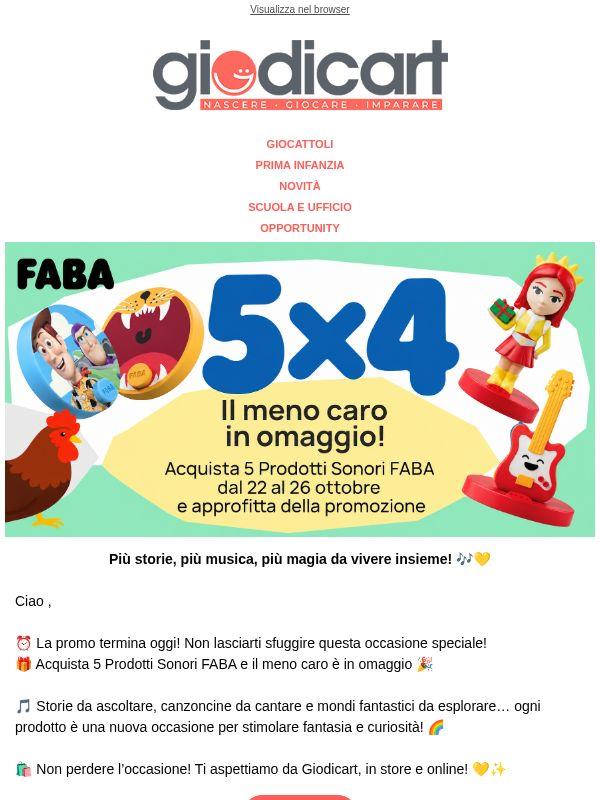 🎁 Scade oggi! La promo FABA ti aspetta da Giodicart!