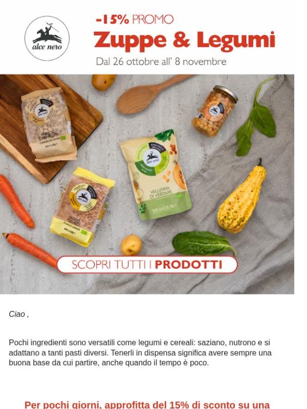 Fai scorta di legumi e cereali con il 15% di sconto
