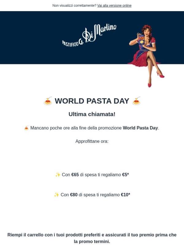 🍝 World Pasta Day: fino a €10 di regalo con il tuo ordine