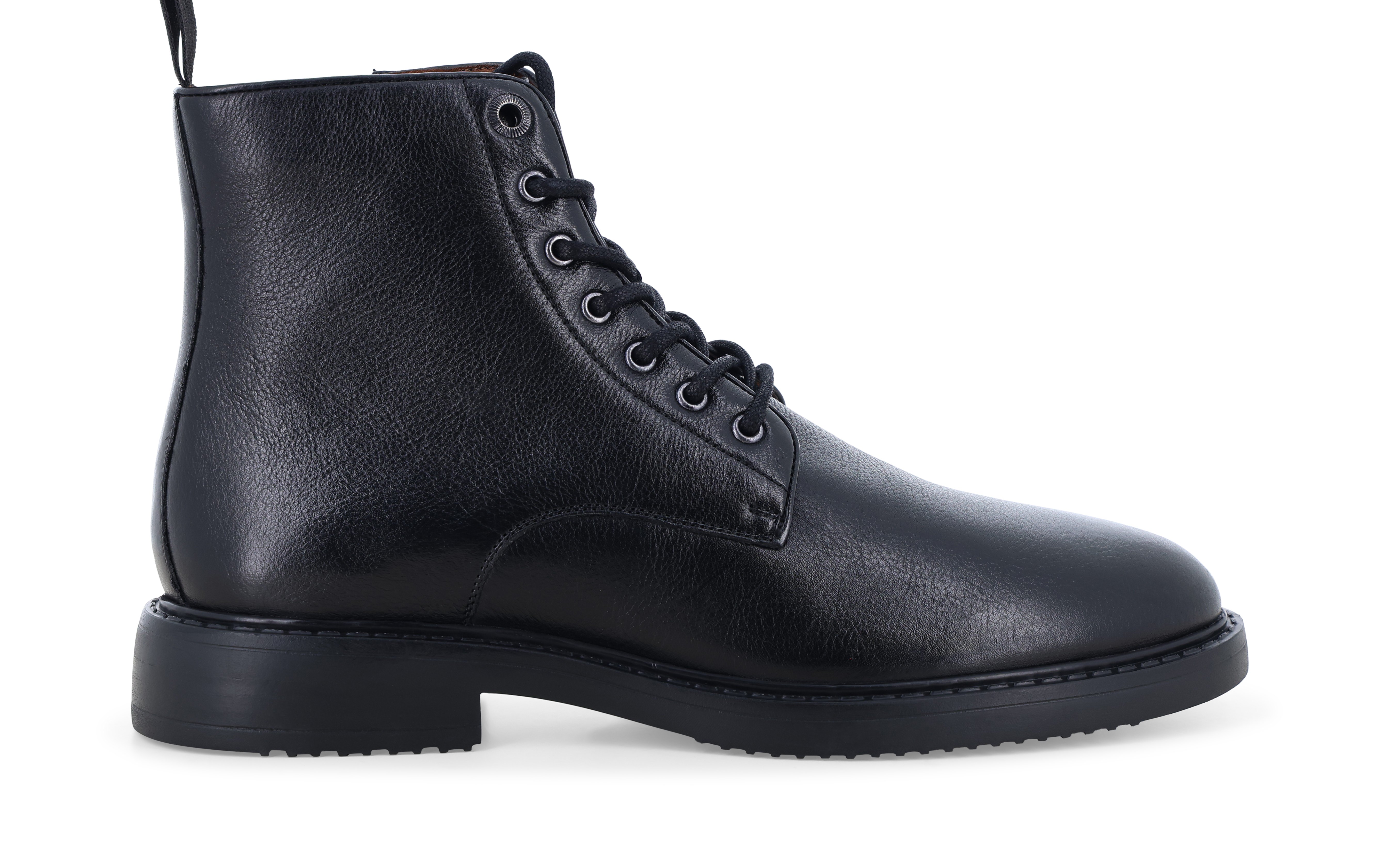 Stivaletto uomo anfibio stringato in pelle nero u25011bk