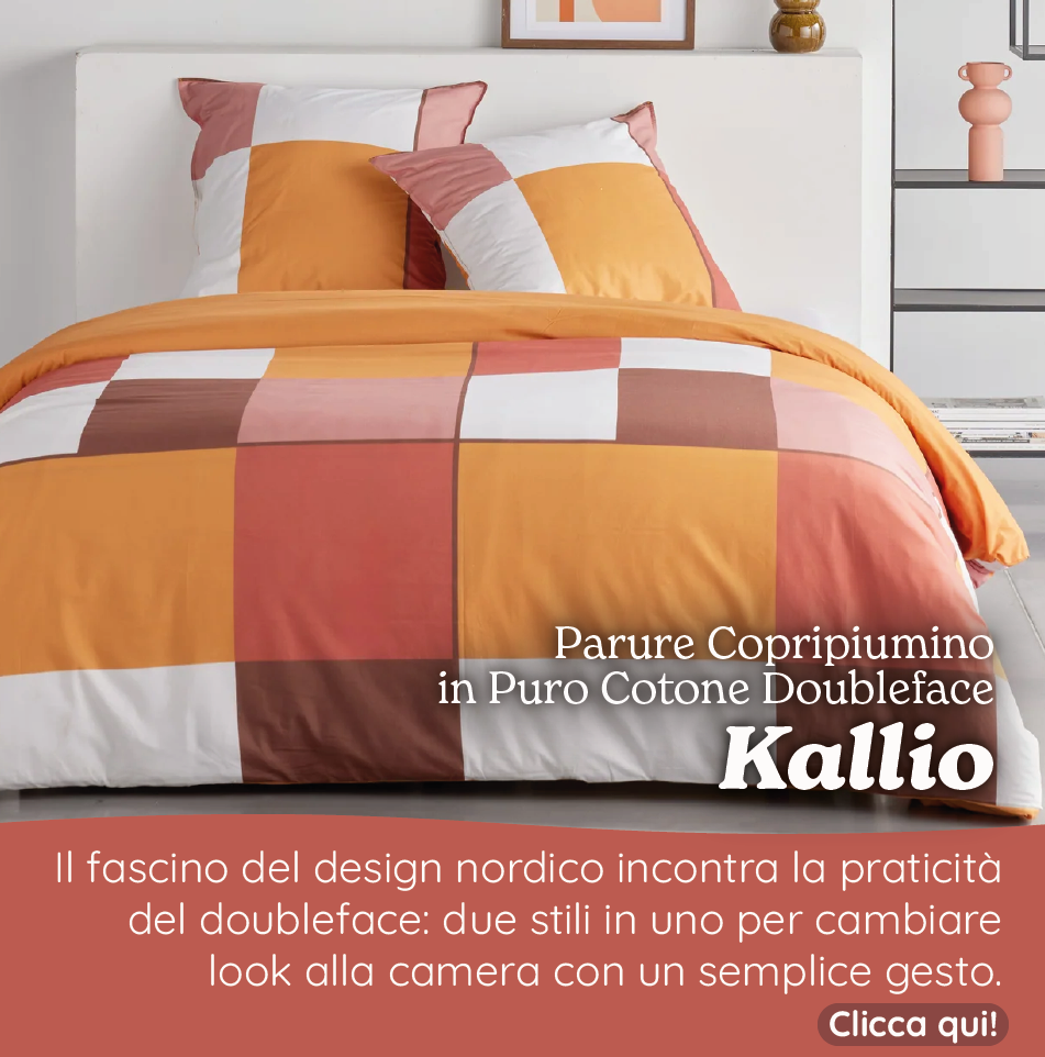 Parure Copripiumino in Puro Cotone Doubleface Fantasia Geometrica - Kallio