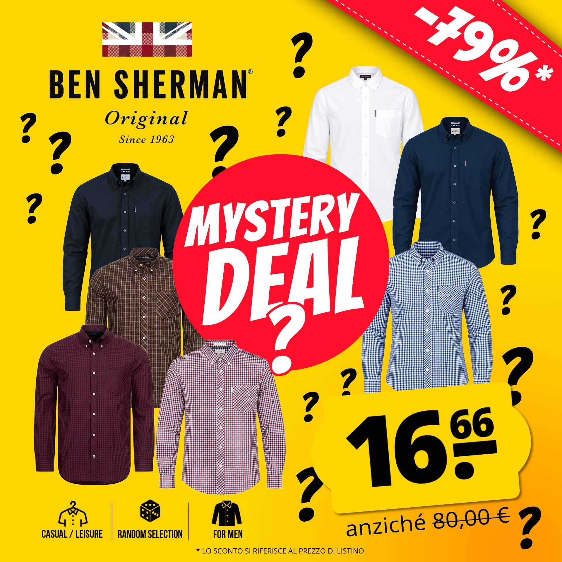 ben sherman mystery deal uomo camicia a maniche lunghe
