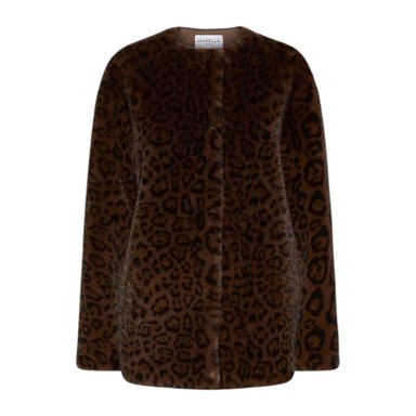 Marella — Giacca Marella MACRO in Faux Fur Stampata Elegante