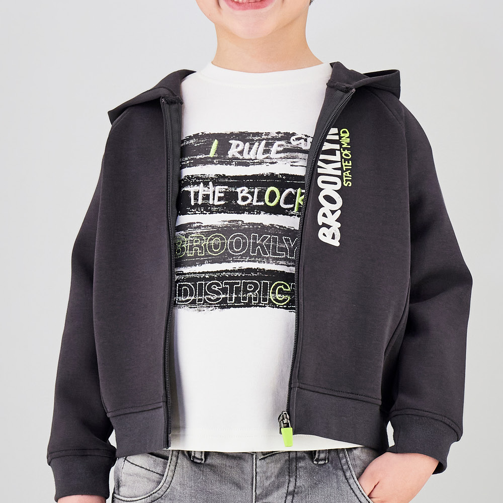 Image of MAGLIA GIROCOLLO CON STAMPA 4H249 OVERSIZE FIT BAMBINO IDO