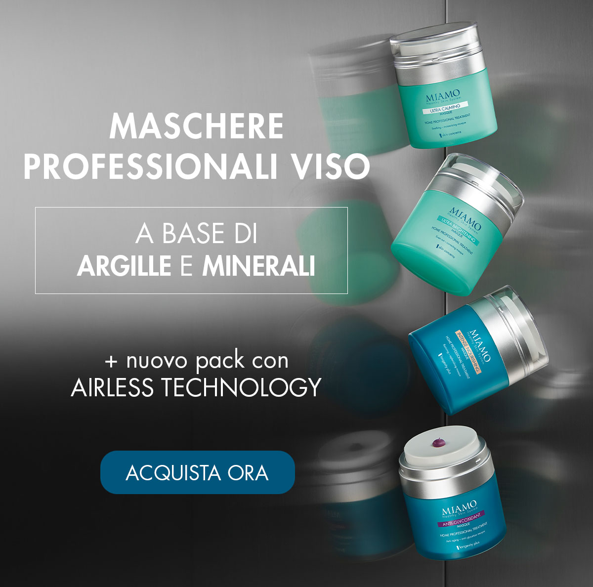 nuove maschere professionali viso, con nuovo pack con airless technology