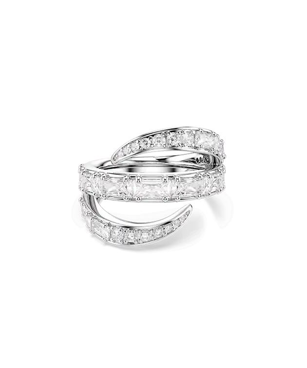 Anello Vienna, Taglio misto, Cigno, Bianco, Placcato rodio