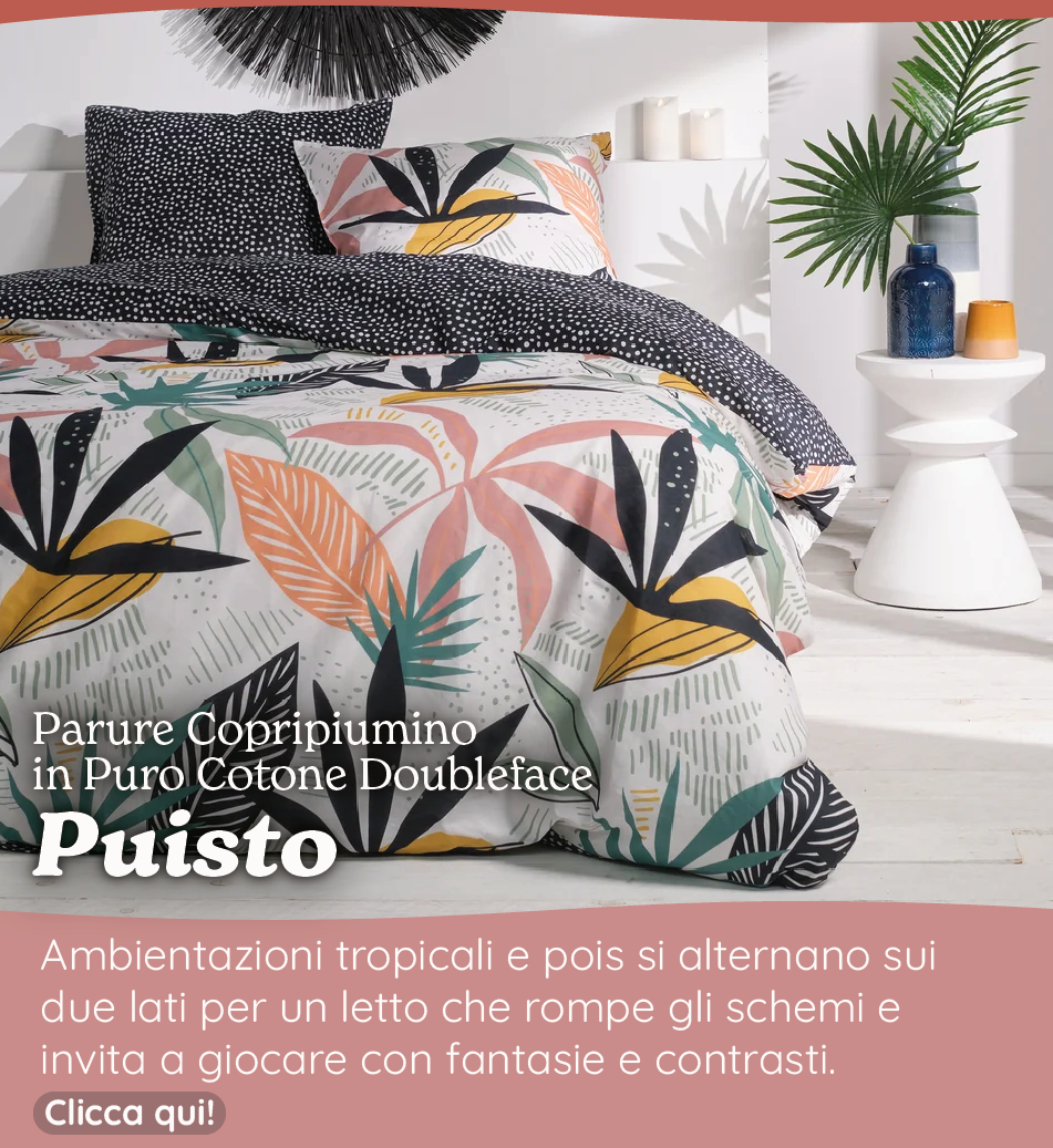 Parure Copripiumino in Puro Cotone Doubleface Fantasia Botanica - Puisto