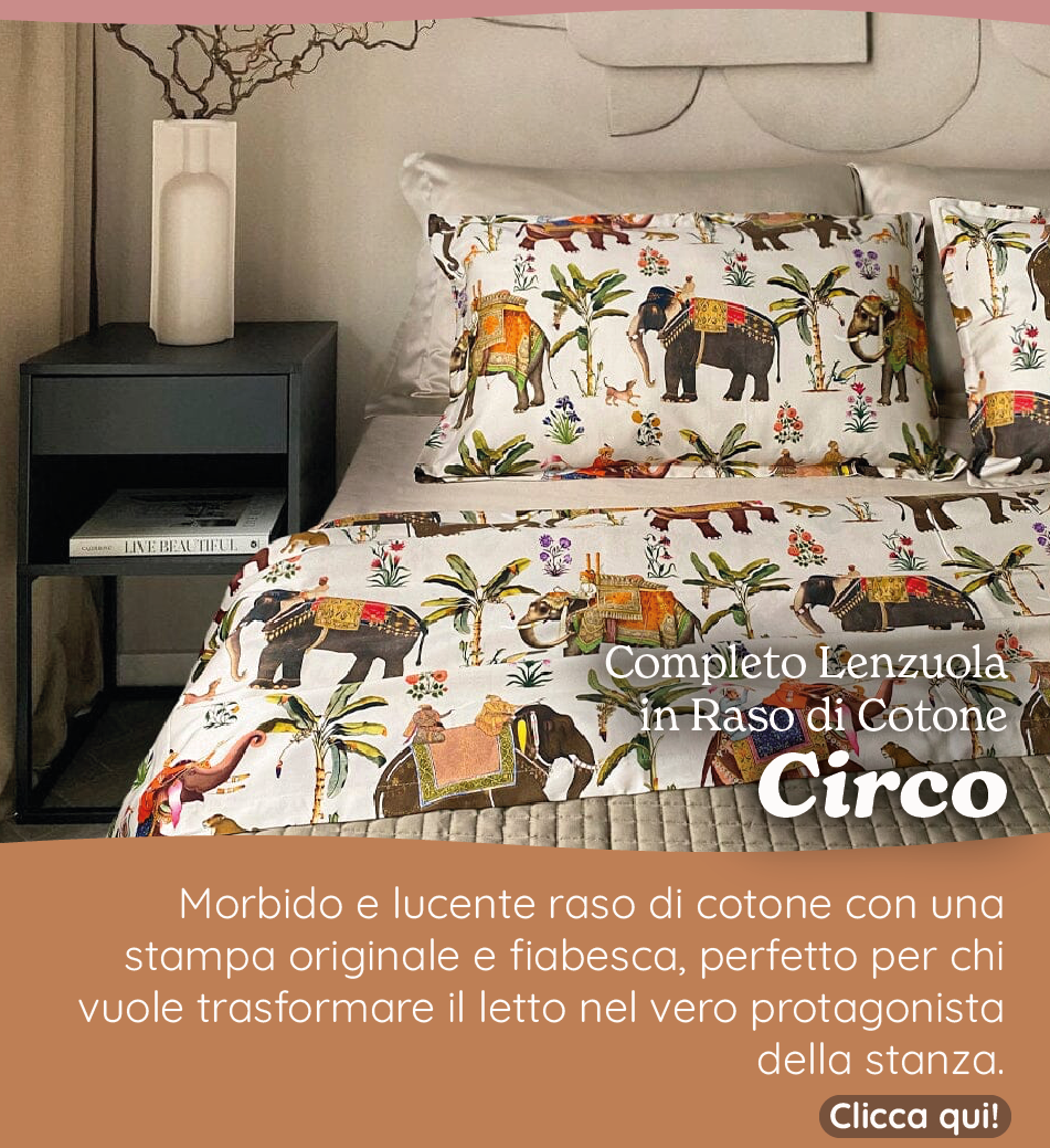 Completo Lenzuola in Raso di Cotone Fantasia - Circo