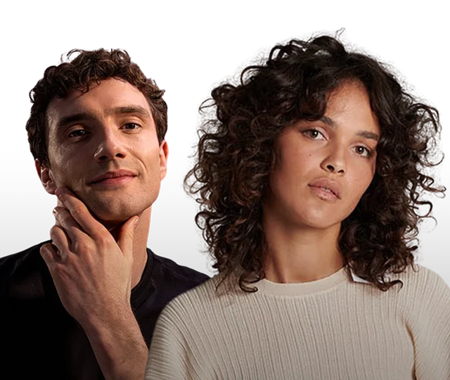 Un uomo e una donna con il viso curato