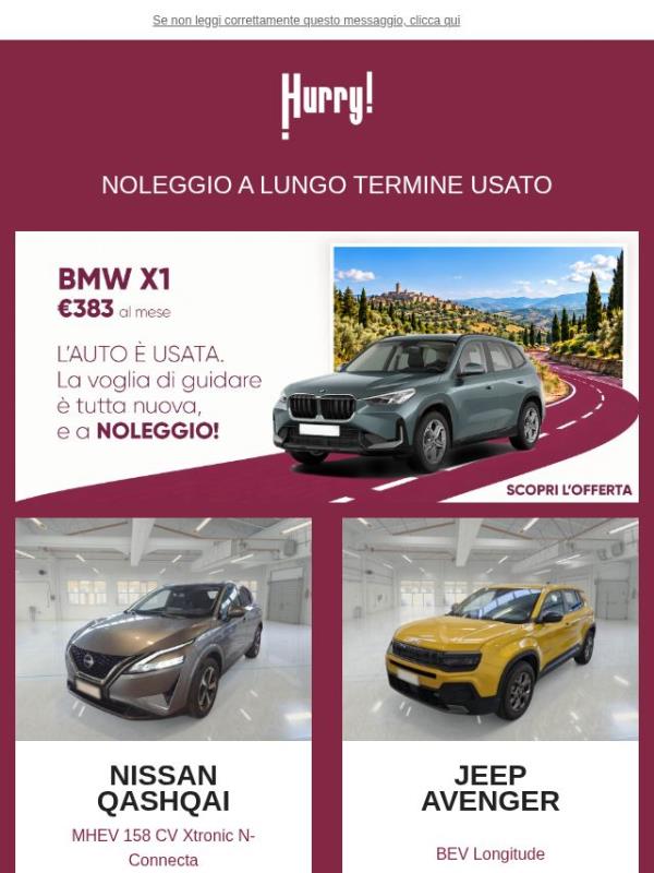 💲FINO al -25% sul NOLEGGIO DI UN' AUTO USATA: X1, Qashqai, 308 SW e tante altre!