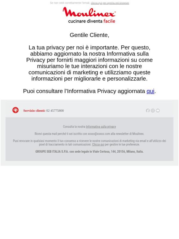 Aggiornamento Privacy Policy