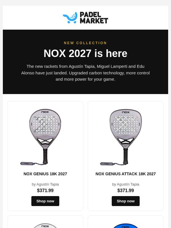 NOX 2027 is here 🔥 The new rackets from Tapia and Lamperti