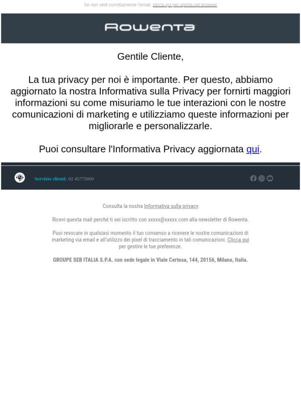 Aggiornamento Privacy Policy