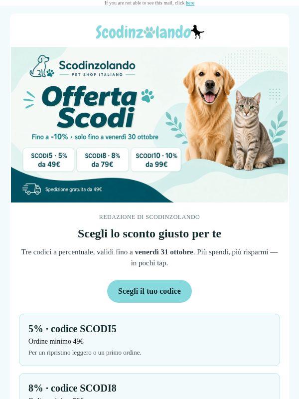 Scegli il tuo sconto: fino al 10% fino a venerdì