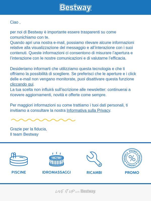 Informativa relativa al tracking delle e-mail