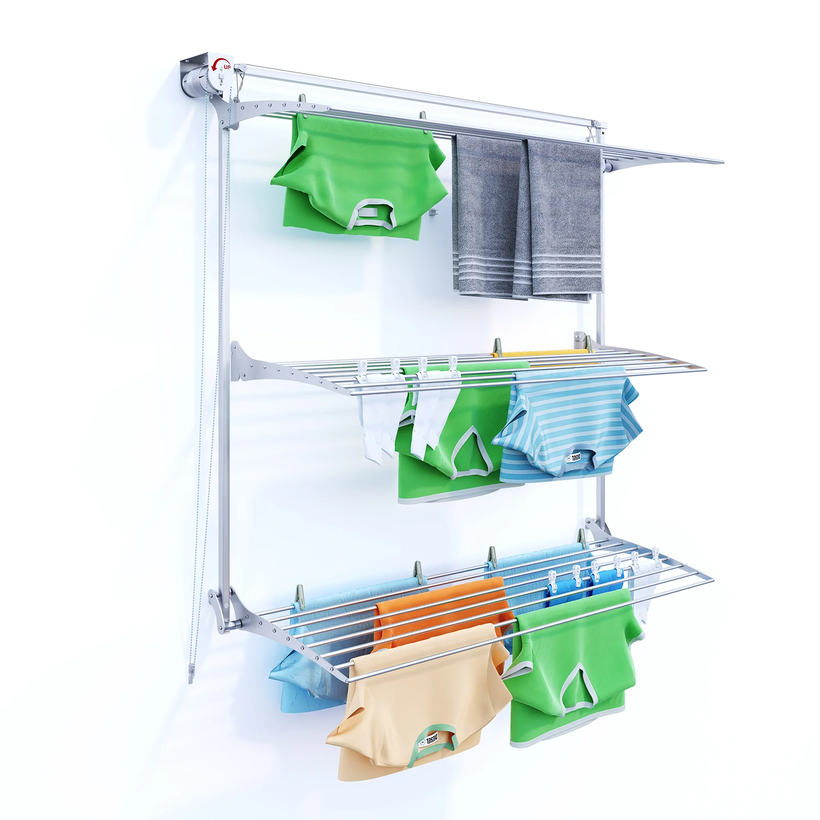 Foxydry Wall(3 racks / 152 cm / Grey / Chain on left)