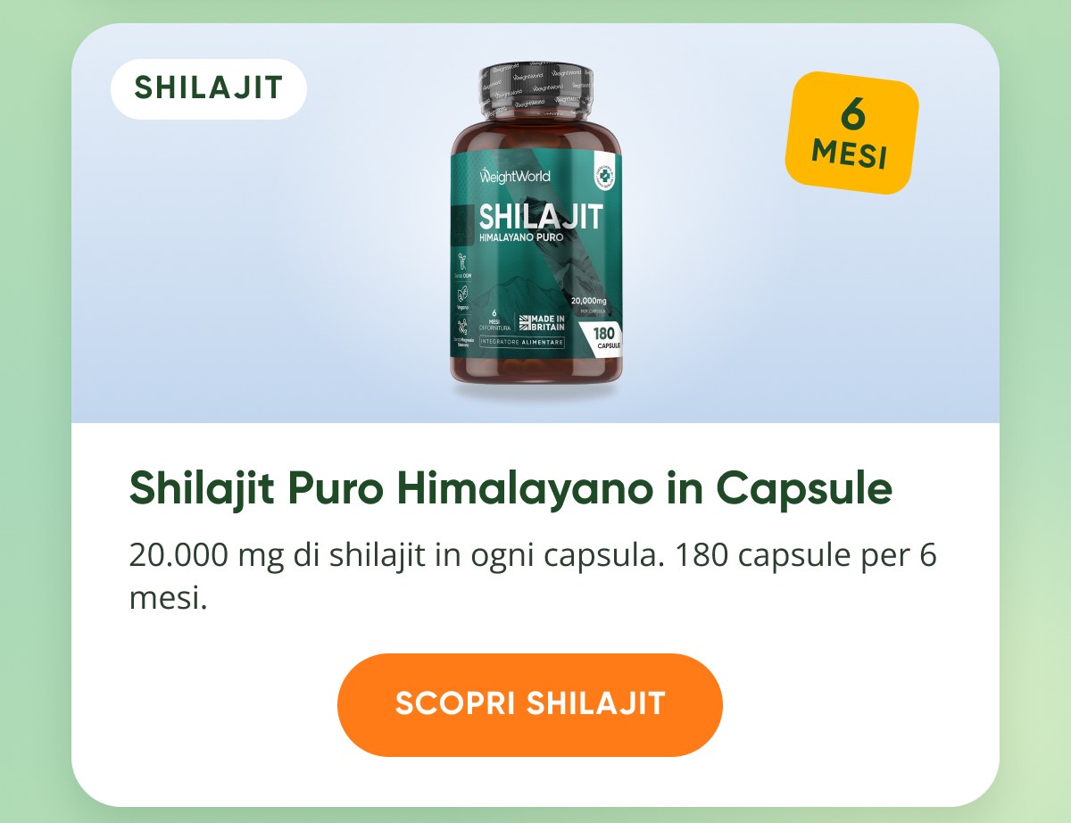 Shilajit Puro Himalayano in Capsule 20.000 mg di shilajit in ogni capsula. 180 capsule per 6 mesi. Scopri Shilajit