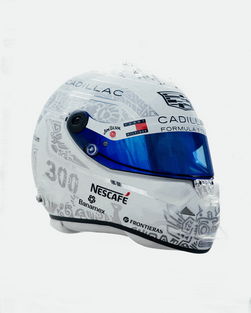 GIF of Sergio Perez 2026 300th GP Mexico Helmet