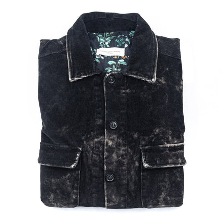 Giacca Camicia in Velluto a Coste Nero Washed