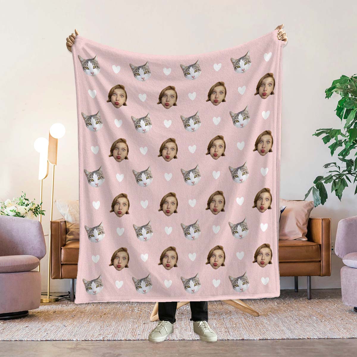 Image of Coperta Personalizzata con Animale Domestico e Viso