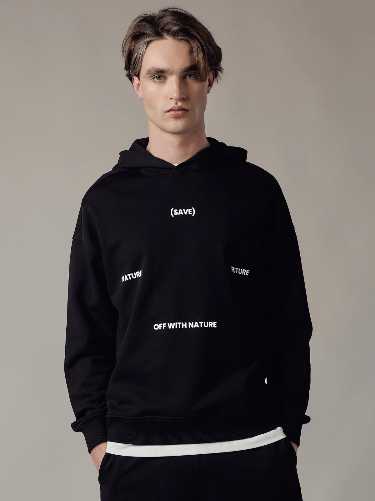 Felpa con Cappuccio Loose Fit Black