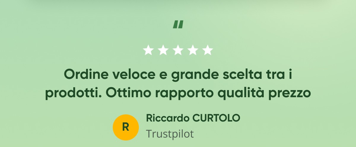 Ordine veloce e grande scelta tra I prodotti. Ottimo rapporto qualità prezzo Riccardo curtolo Trustpilot