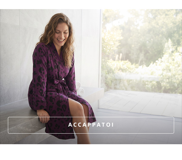 Accappatoio in viola scuro con motivo leopardato