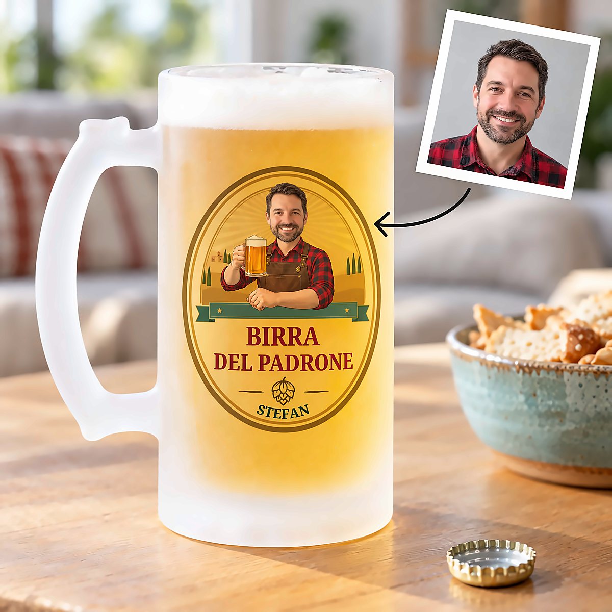 Image of Boccale da Birra Personalizzato con Logo e Faccia