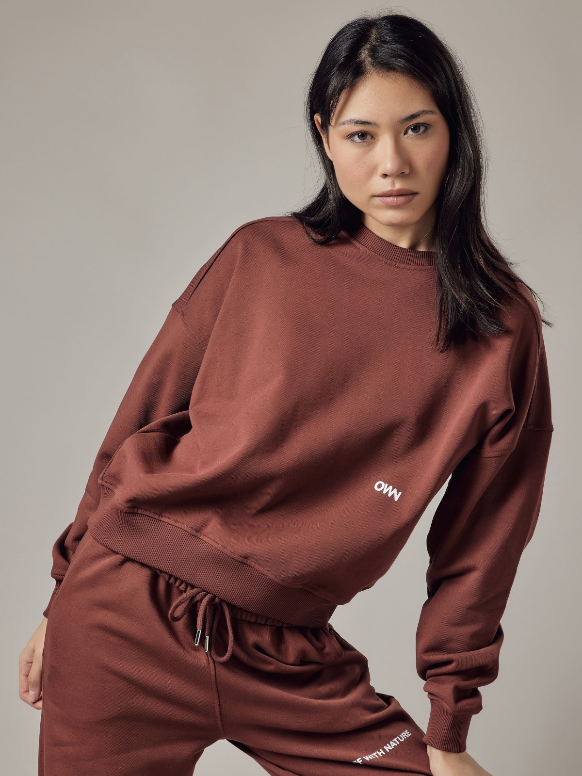 Felpa Girocollo Loose Fit Dusty Burnt