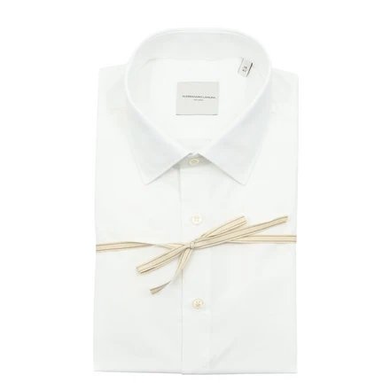 Camicia Bianca Sartoriale in Cotone con Collo Italiano