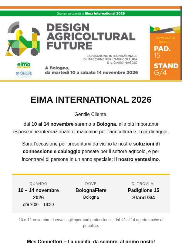 Ci vediamo a EIMA International 2026 – Pad. 15, Stand G/4