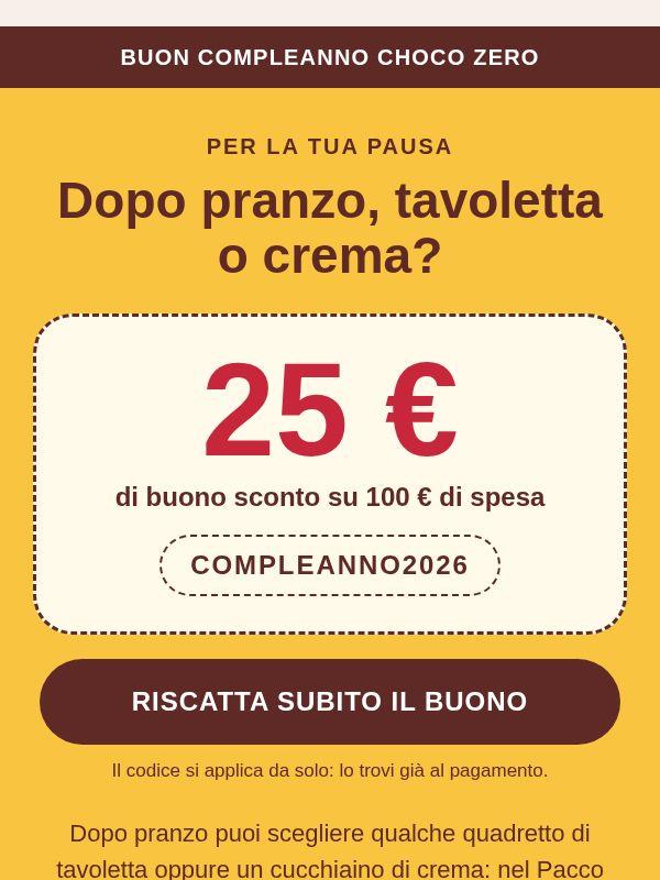 25 € di sconto: riscatta subito il tuo buono