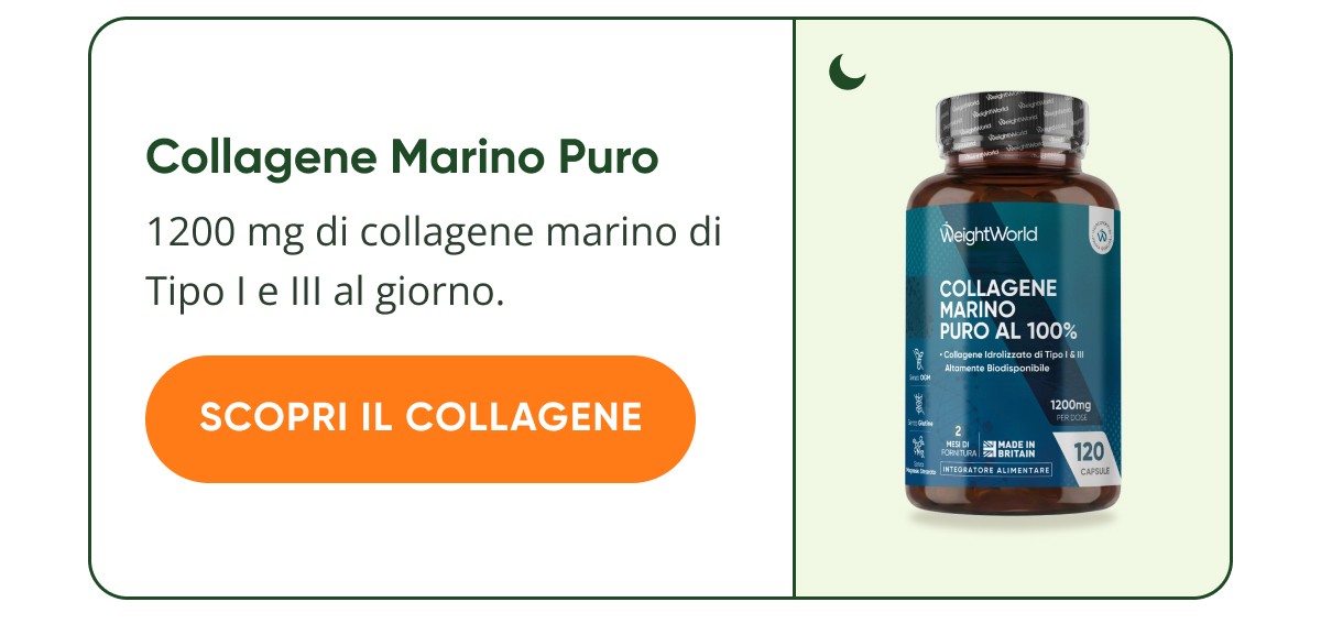 Collagene Marino Puro 1200 mg di collagene marino di Tipo I e III al giorno. WeightWorld scopri il collagene