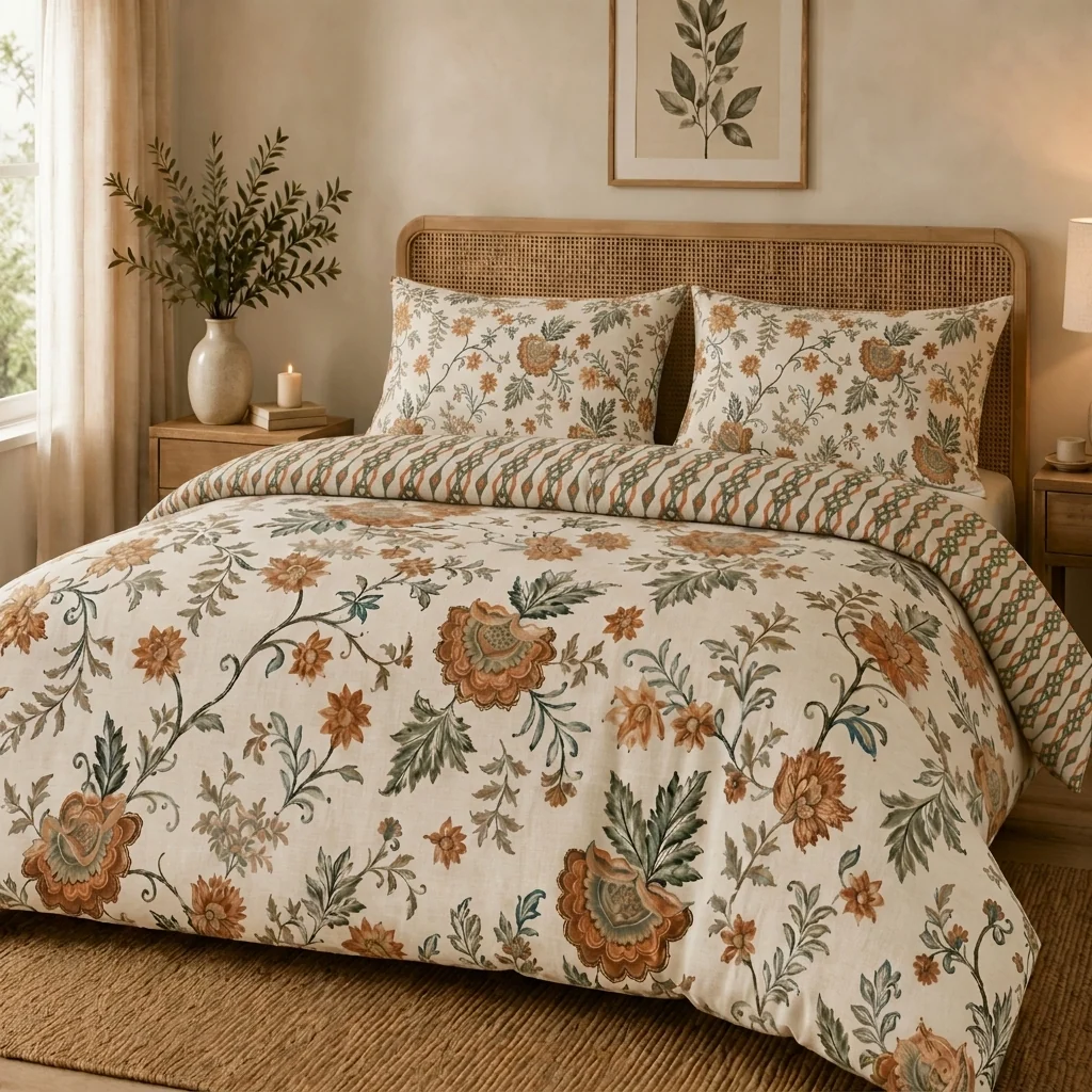 Image of Parure Copripiumino in Percalle di<br> Cotone Fantasia Floreale - <b>Batik