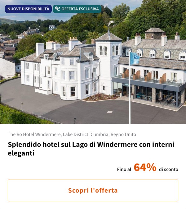Splendido hotel sul Lago di Windermere con interni eleganti