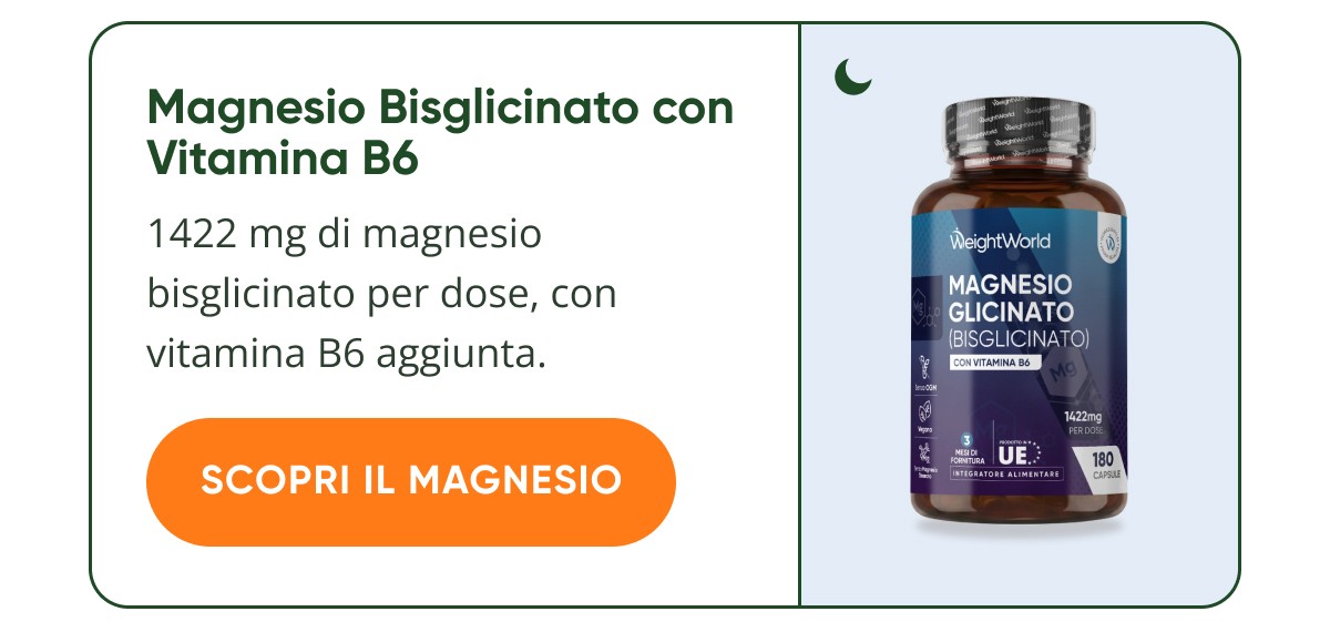 Magnesio Bisglicinato con Vitamina B6 1422 mg di magnesio bisglicinato per dose, con vitamina B6 aggiunta. Scopri il magnesio
