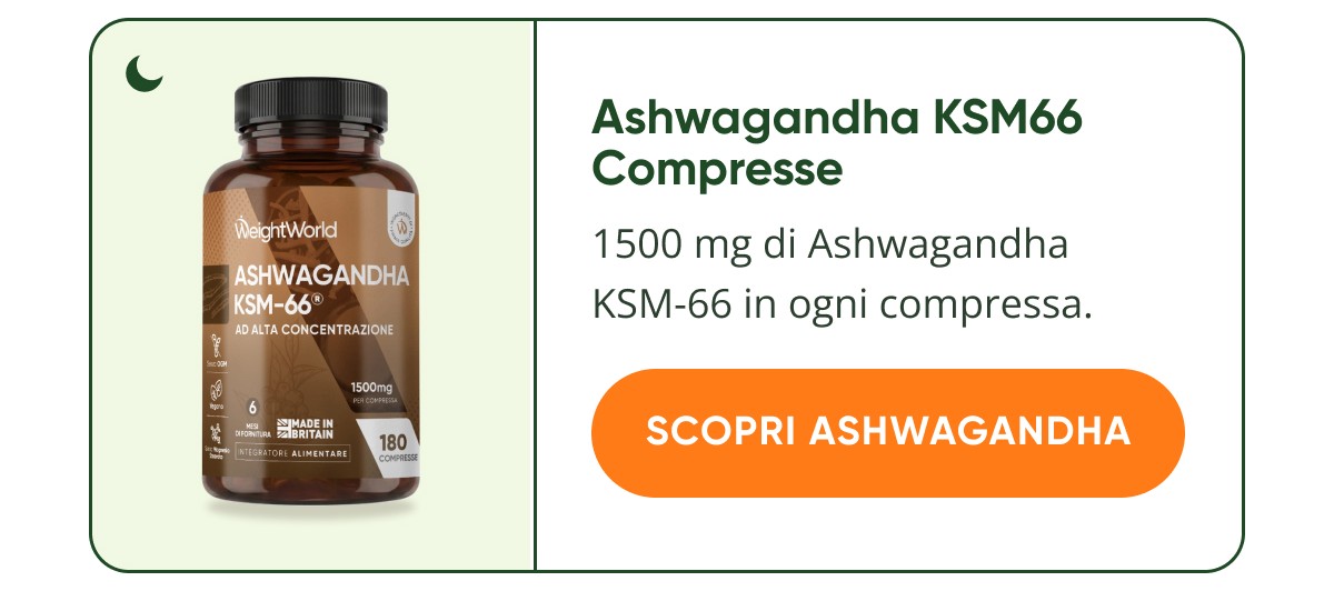 Ashwagandha KSM66 Compresse 1500 mg di Ashwagandha KSM-66 in ogni compressa. Scopri ashwagandha