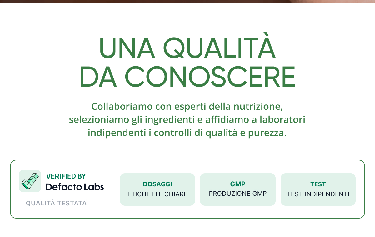 Una qualitÀ da conoscere Collaboriamo con esperti della nutrizione, selezioniamo gli ingredienti e affidiamo a laboratori indipendenti I controlli…