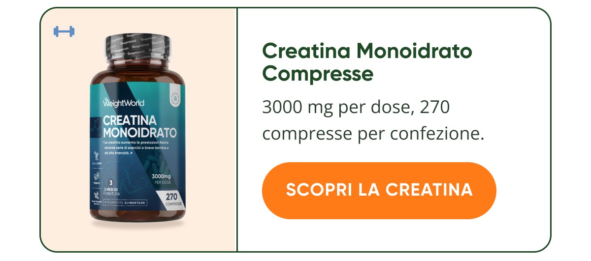 Creatina Monoidrato Compresse 3000 mg per dose, 270 compresse per confezione. Scopri la creatina