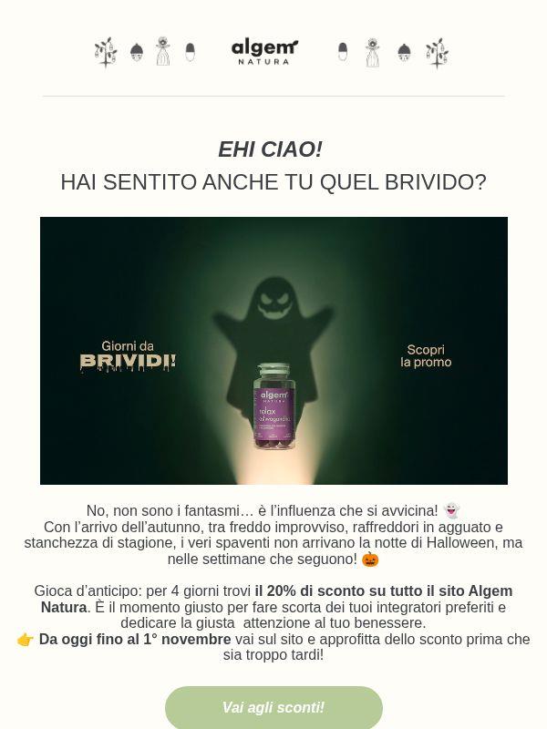 4 giorni da brivido: -20% su tutto! 👻