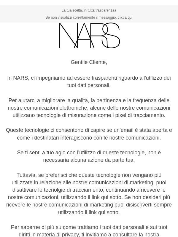 Informazioni sulle nostre comunicazioni email