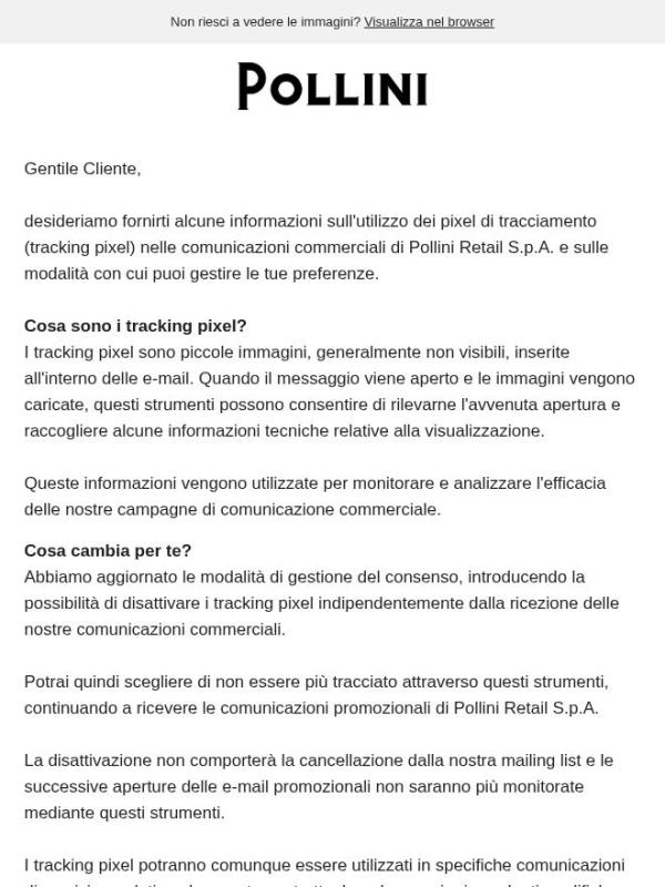 Abbiamo aggiornato la nostra Informativa Privacy sui tracking pixel