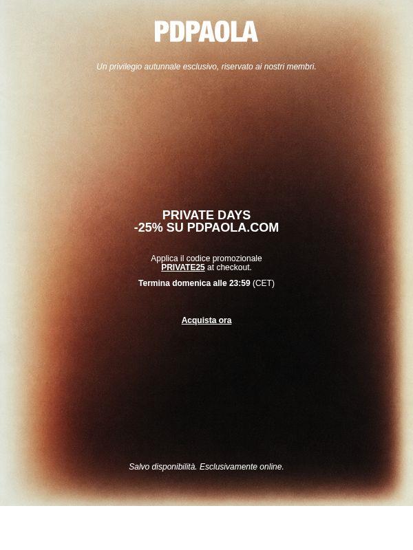 Evento privato | -25% per un periodo limitato